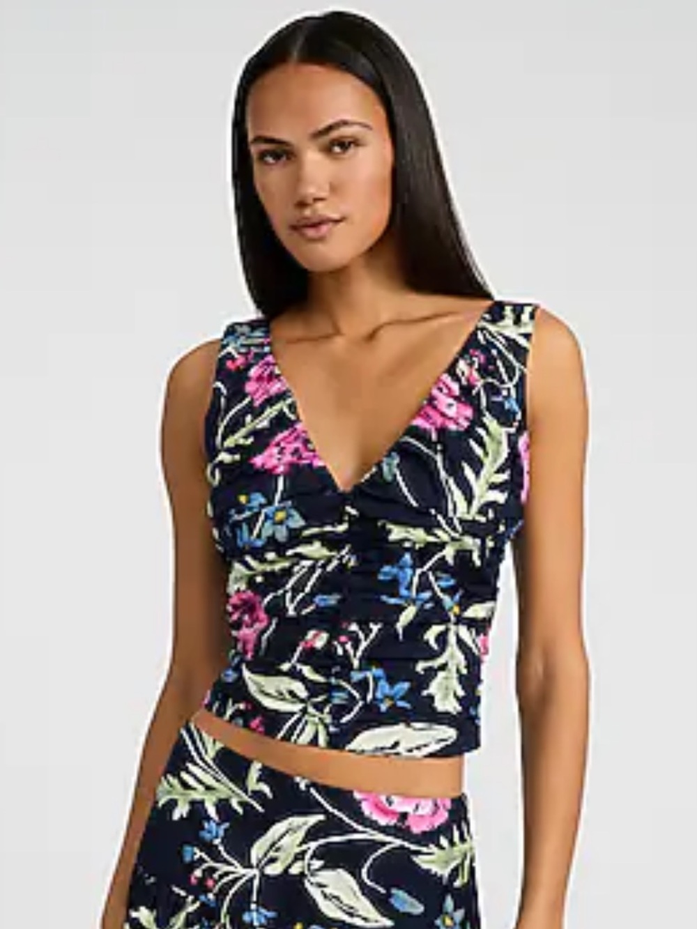 Express Poplin Floral V-Neck Tank Top -NWT
